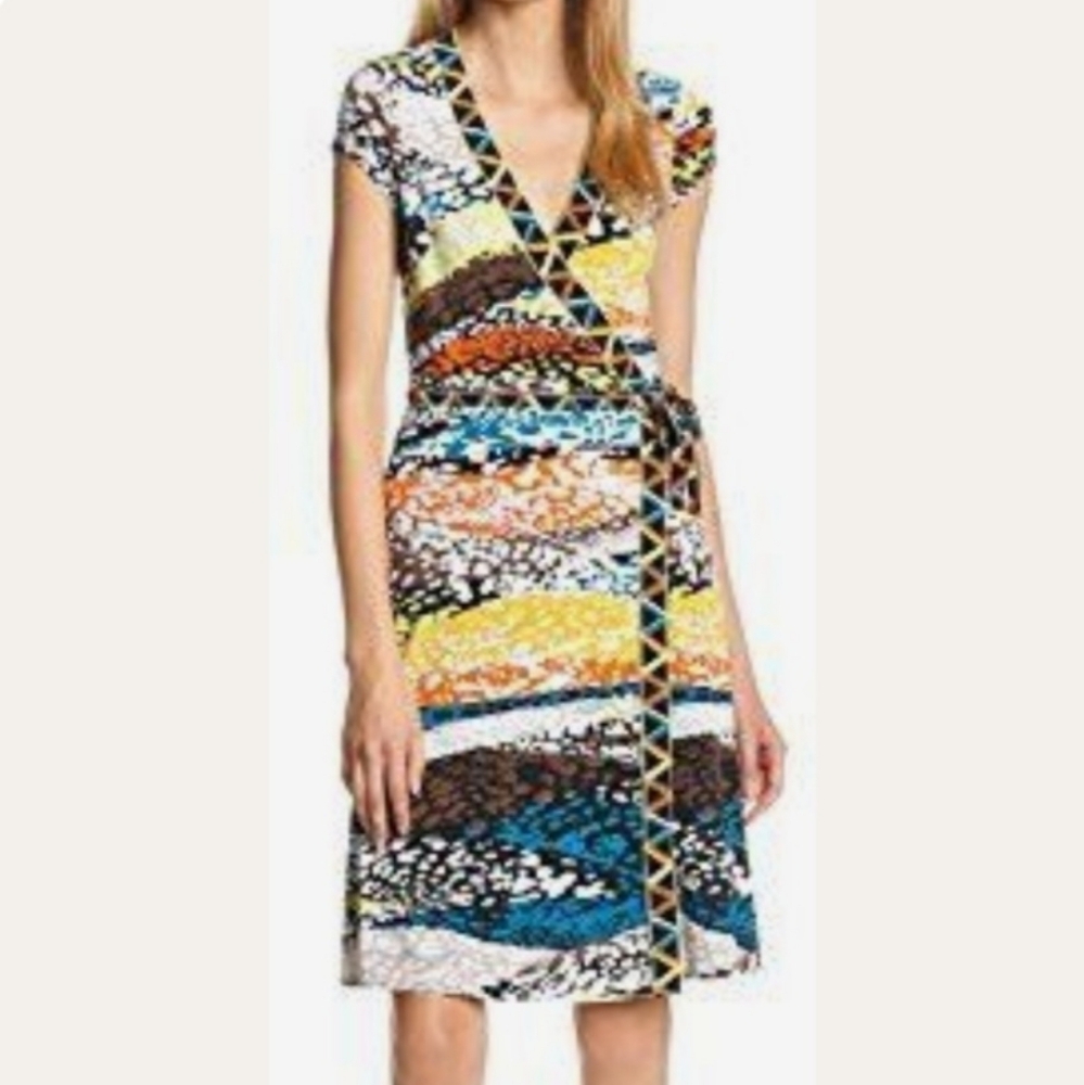 BCBGMaxazria Multicolor Wrap Dress Size XXS
